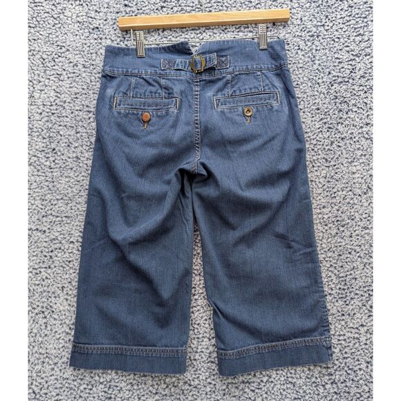 Anthropologie Stephenson Denim Finery Wide Leg Capris Size 28 Bohemian Y2K Blue - Picture 2 of 12